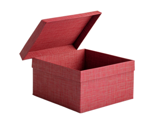 Stylish red box with an open lid for storage.