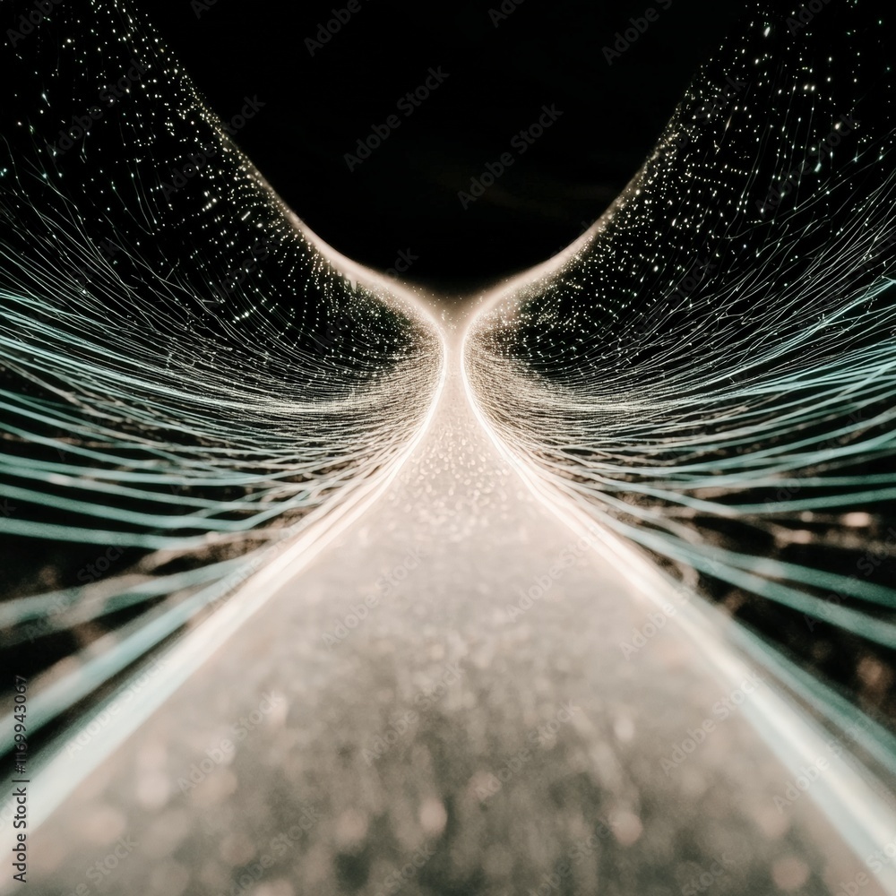 Aufkleber futuristic network digital pathway abstract technology glowing lines data stream conn