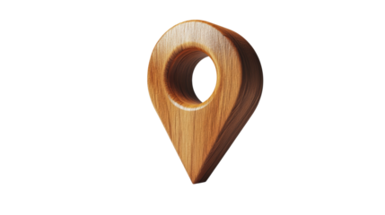 Stylish wooden location pin design.