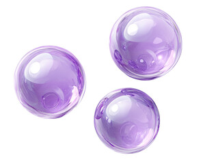 Three shiny purple bubbles floating together.