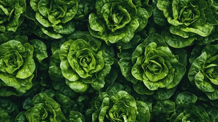 Fototapeta premium Fresh Green Lettuce Leaves in a Vibrant Organic Garden Setting
