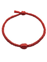 Traditional red braided bracelet symbolizing luck