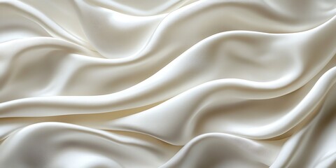 Obraz premium Elegant ivory satin fabric with soft, flowing waves.