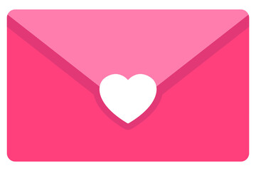 Vector romantic icon pink envelope flat icon isolated on white background.