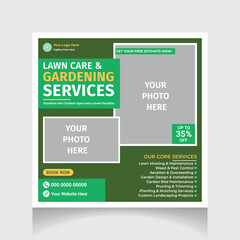 lawn & garden design social media post design template layout