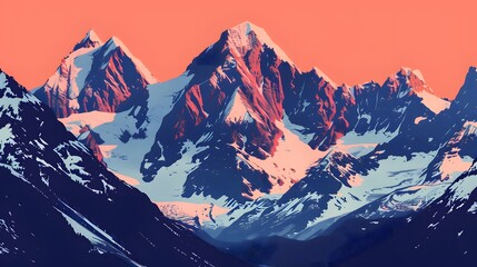 Fototapeta premium Designed with vintage alps poster template and retro mountain illustration