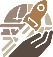 Obraz premium Modern abstract rocket technology anagram symbol logo icon design as a silhouette depiction of a growing large company mascot emblem