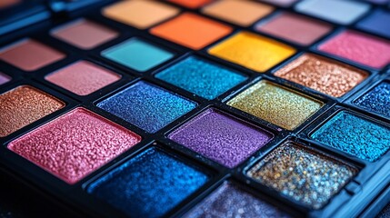 Colorful Eyeshadow Palette Close Up Display