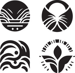 Obraz premium Modern abstract symbol logo icon design as a silhouette depiction of a high-tech company mascot emblem