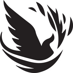 Modern abstract symbol logo icon design as a silhouette depiction of a high-tech company mascot emblem