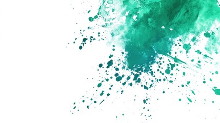 Obraz premium Green paint splash on a white background, creating a bold and dynamic visual effect. The vivid splash of green adds a touch of energy and creativity, making it ideal for artistic designs, backgrounds,