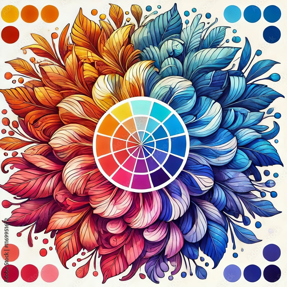 Poster complementary colours using colours opposite each other on the c