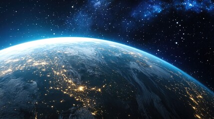 Obraz premium A breathtaking view of Earth from the perspective of space, showing its global features.