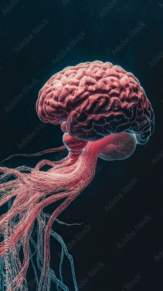 Aufkleber mind gut connection brain nervous system neural pathways abstract art