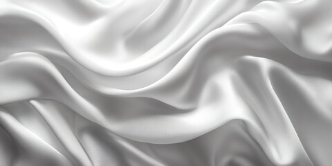Fototapeta premium Smooth white satin fabric with elegant waves and folds.