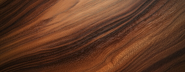 Naklejka premium Close-Up of Polished Walnut Wood Surface with Natural Grain Patterns