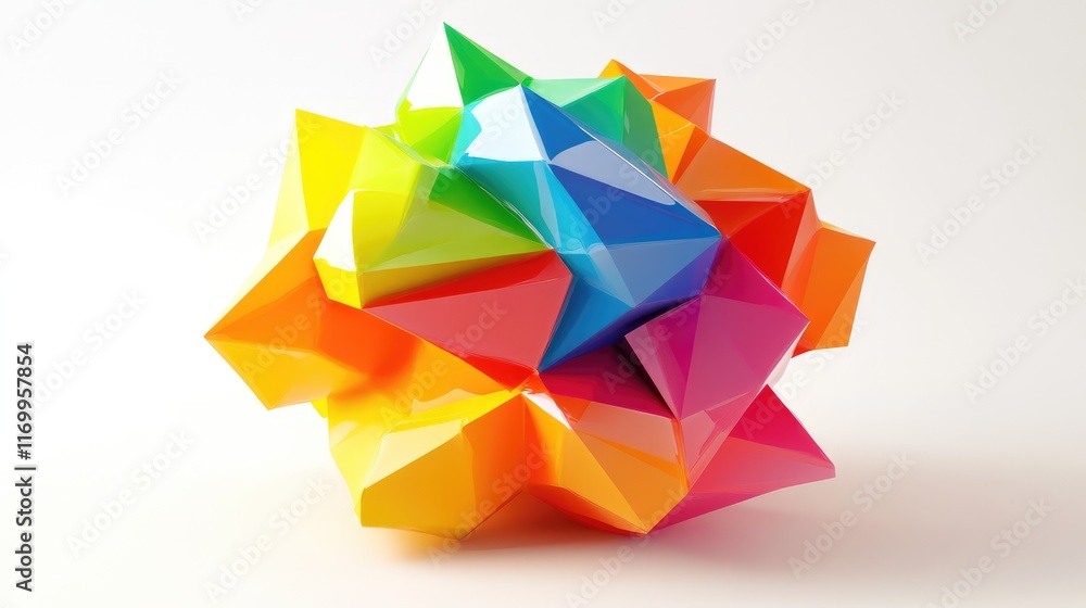 Poster d abstract low-poly design with vibrant sharp edges and soft gradient hues. no text, no people.
