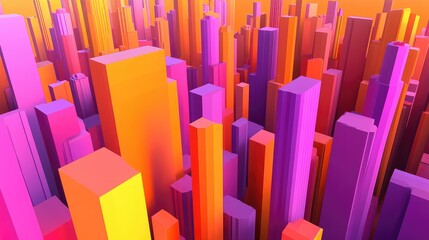 Obraz premium D low-poly background with sharp geometric shapes in vibrant shades of orange, purple, and pink. No text, no people.