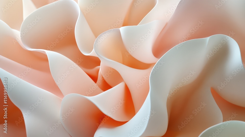 Poster abstract d layers with soft gradients in pastel shades, creating a smooth, flowing design. no text, 