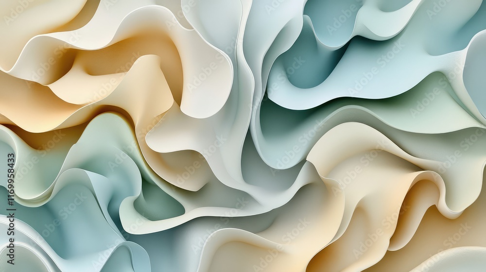 Aufkleber abstract d layers with soft gradients in pastel shades, creating a smooth, flowing design. no text, 