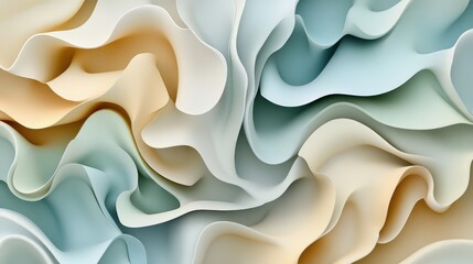 Fototapeta premium Abstract D layers with soft gradients in pastel shades, creating a smooth, flowing design. No text, no people.