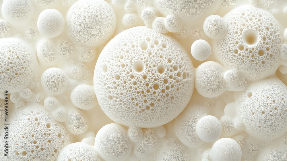Aufkleber abstract d spheres and floating particles with soft pastel gradients on a neutral background, creati
