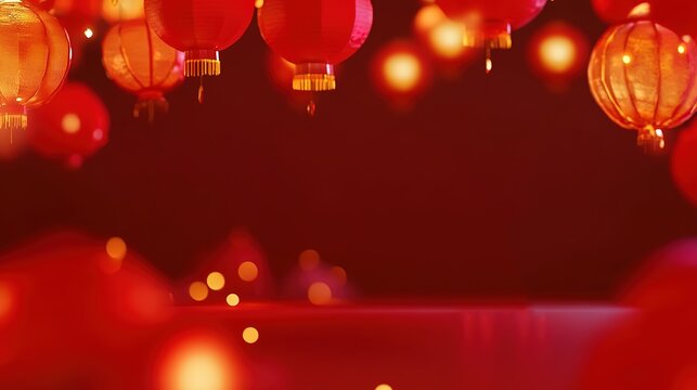 A vibrant and joyful illustration of a Happy New Year celebration with friends, featuring a red color theme. The scene depicts a group of friends gathered together, celebrating the arrival of the new