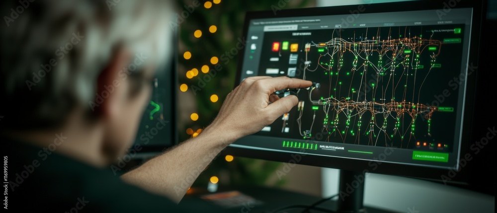 Aufkleber smart grid interface futuristic power network visualization