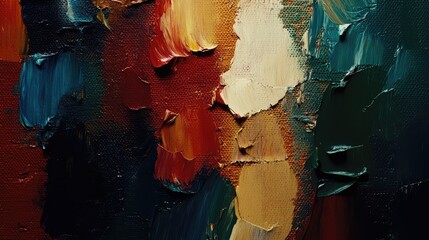 Abstract oil paint smears in rich earthy tones on a textured canvas for a dramatic artistic effect....