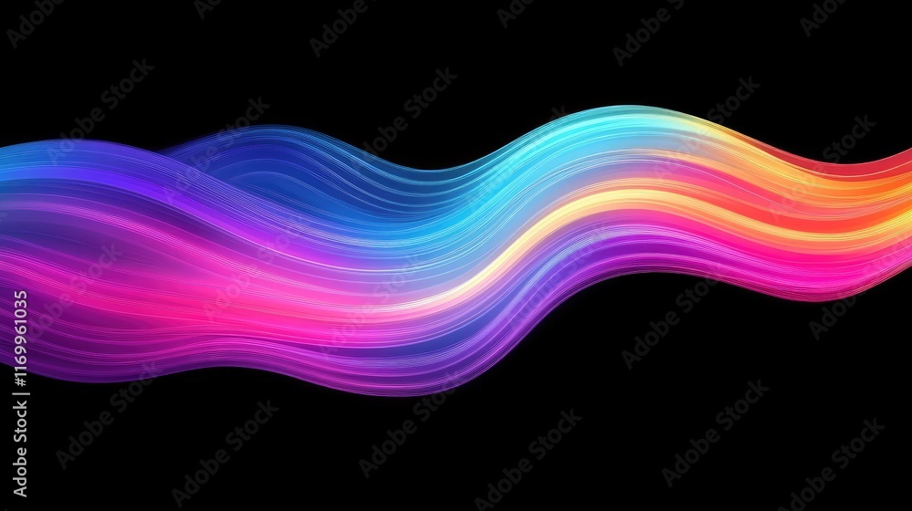 Poster ai-designed dynamic motion lines in bright neon colors over a deep black background, evoking speed a