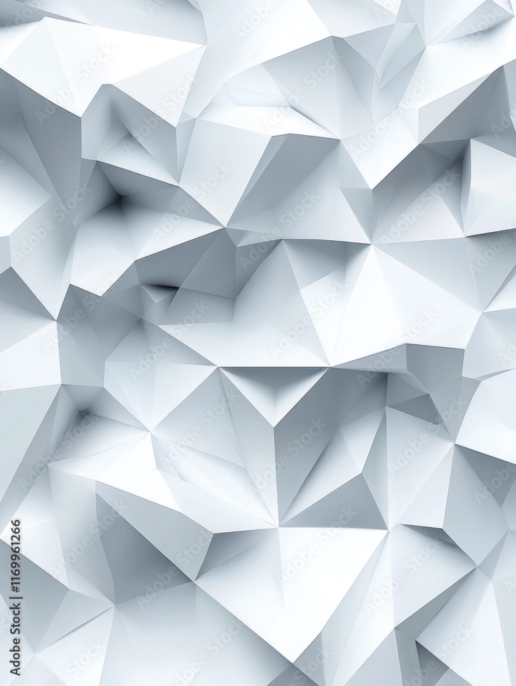 Poster grey and white digital paper art with geometric pattern and depth