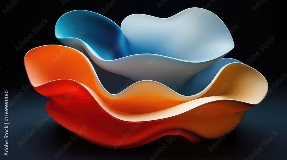 Aufkleber ai-generated abstract d digital forms glowing in vibrant colors, set on a dark background with ample
