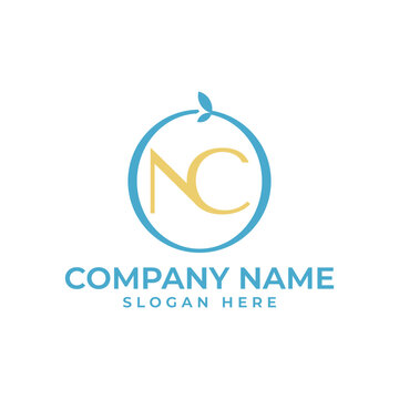 A nature-inspired NC logo elegantly intertwined within a circular frame. Delicate leaves sprout from the frame, conveying growth, freshness, and harmony. for business in nature, health, or wellness.
