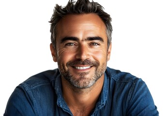 Obraz premium Happy Smiling Man Wearing Blue Shirt