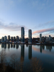 Fototapeta premium Waterfront High-Rise Skyline View of New Westminster in Vancouver, BC, Canada