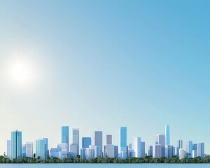 Fototapeta premium Cities with clean skies and solar-powered infrastructure combating CO2
