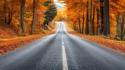 Fototapeta premium road in autumn forest