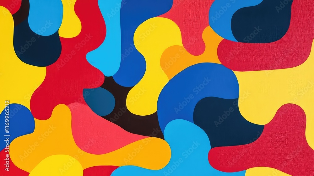 Aufkleber bold abstract geometric background in vibrant primary colors with overlapping shapes. no text, no pe