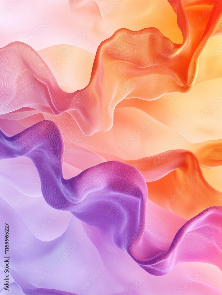 Poster vibrant and dynamic abstract artwork featuring curved lines in a spectrum of colors.