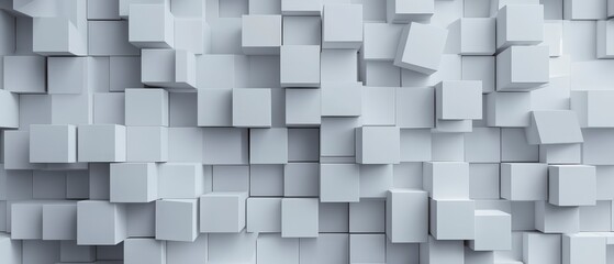 Abstract 3D White Cube Texture  Modern Geometric Wallpaper Background