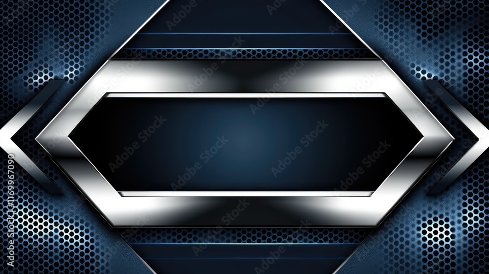 Fototapete dynamic futuristic background with sharp lines and d shapes in metallic silver and dark blue tones. 