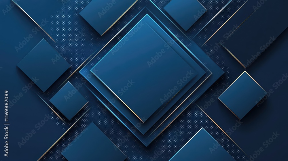 Poster dynamic geometric design featuring layered sharp lines and glowing edges in a bold blue palette. no 