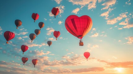 Obraz premium Heart-Shaped Hot Air Balloons