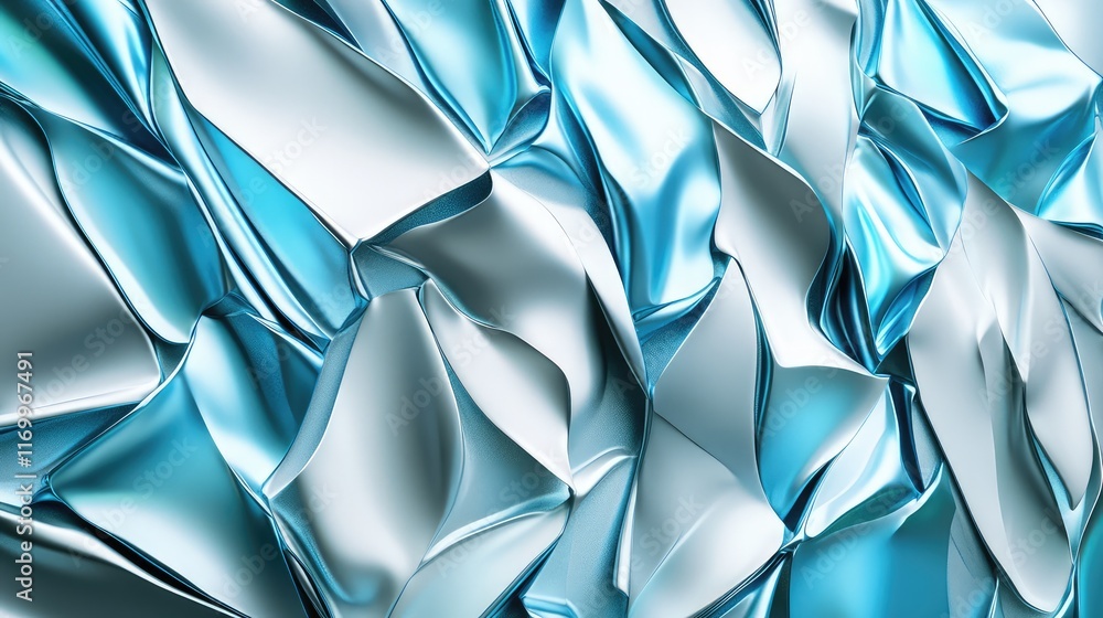 Poster futuristic d background with angular structures and glowing edges in blue and silver hues. no text, 