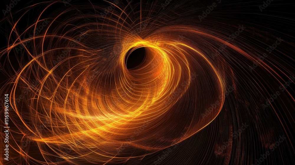 Poster futuristic d scene with dynamic glowing lines and angular shapes forming a vortex. no text, no peopl