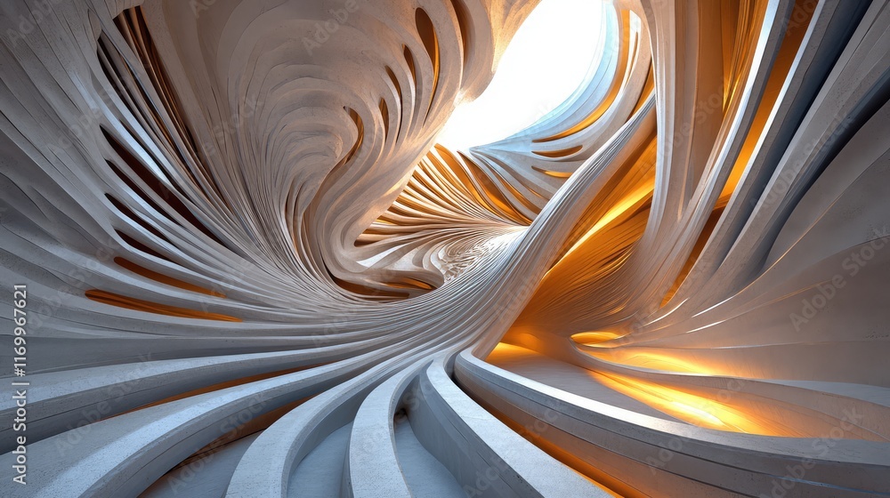 Poster futuristic d scene with dynamic glowing lines and angular shapes forming a vortex. no text, no peopl