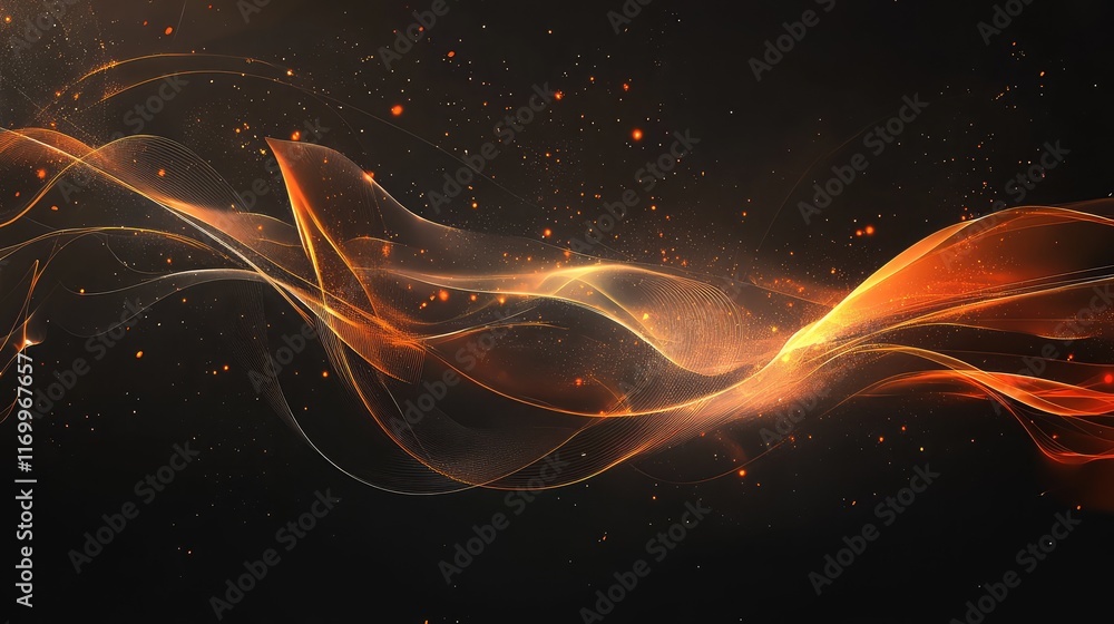 Poster futuristic ai-rendered background with glowing lines and abstract shapes, set against a minimalistic