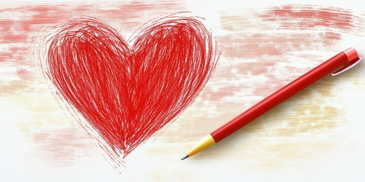 Hand drawn heart design with pen, ideal for Valentine's Day or showing love and affection.