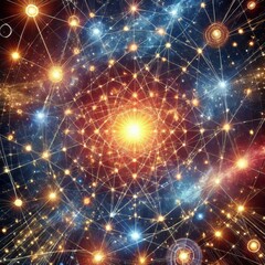 Cosmic Web Glowing threads connecting star like points showing u