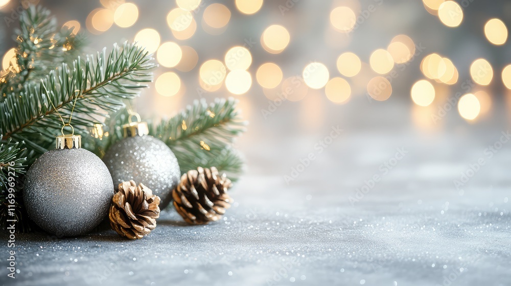Poster icy gray background with subtle hints of glittering frost and soft light bokeh for a holiday vibe. n